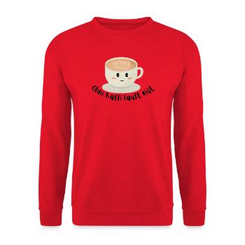 Kaffee Kuschelbecher Latte Kunst - Unisex Pullover - Rot - Vorne - Alina (178cm) & Michal (187cm)