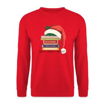 Livre Stack avec chapeau de Noël - Sweat-shirt Unisexe - rouge - Devant - Alina (178cm) & Michal (187cm)