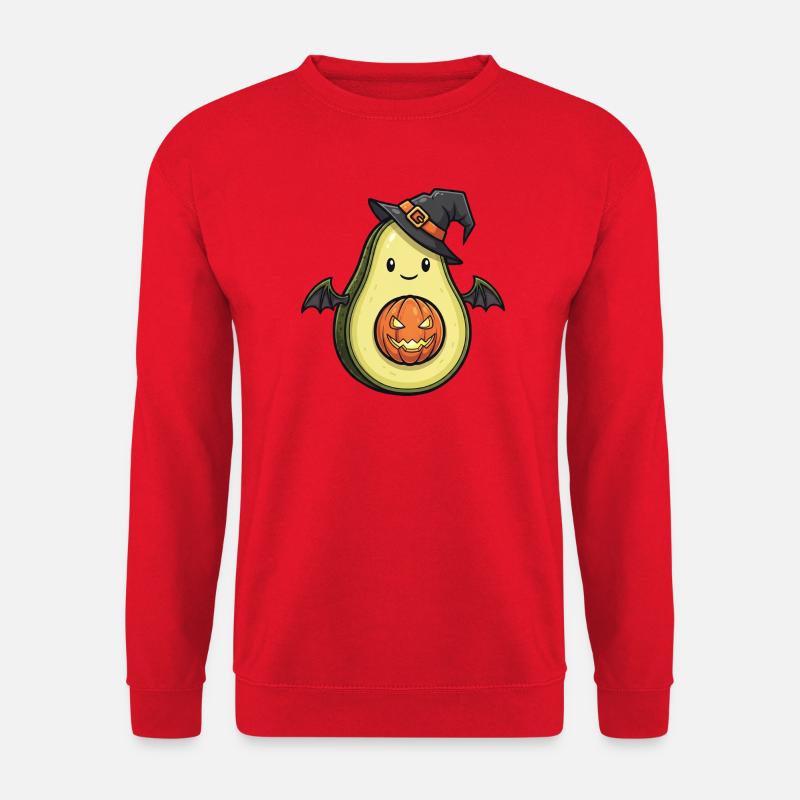 Lustiger Halloween Avocado Fledermaus Hexe Monster - Unisex Pullover - Rot