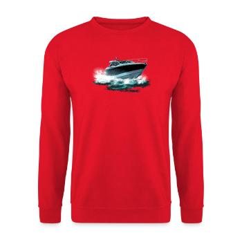 Turquoise yacht in a watercolor play - Unisex Sweatshirt - red - Front - Alina (178cm) & Michal (187cm)