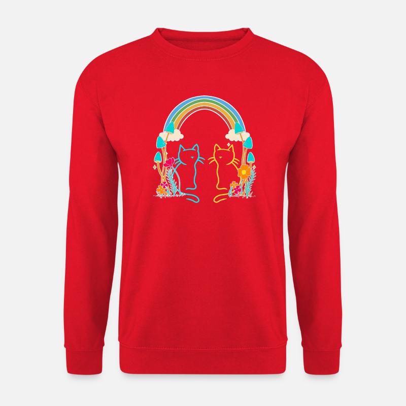 Regenbogen Retro Katzen Kinder - Unisex Pullover - Rot