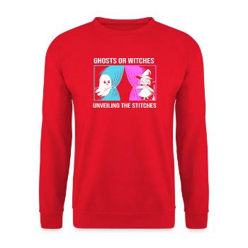 Gender Reveal Halloween - Unisex Pullover - Rot - Vorne - Alina (178cm) & Michal (187cm)