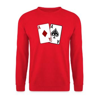 Poker Cards – Texas Hold'em Casino Design - Unisex Sweatshirt - red - Front - Alina (178cm) & Michal (187cm)