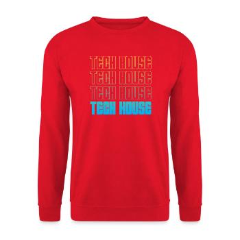 Tech House Neon Wiederholung - Unisex Pullover - Rot - Vorne - Alina (178cm) & Michal (187cm)