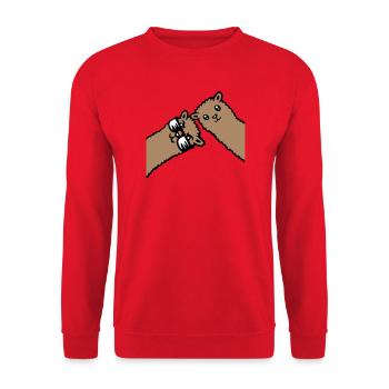 Deux Llamas Marron Alpaga Lunettes de Soleil Curious - Sweat-shirt Unisexe - rouge - Devant - Alina (178cm) & Michal (187cm)