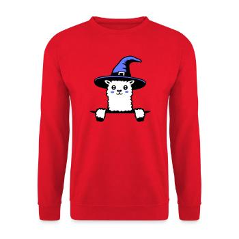 Llama Wizard Cute Look Magical Witch Hat Cute - Unisex Sweatshirt - red - Front - Alina (178cm) & Michal (187cm)
