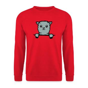 Lama mignon alpaga moelleux qui sort - Sweat-shirt Unisexe - rouge - Devant - Alina (178cm) & Michal (187cm)