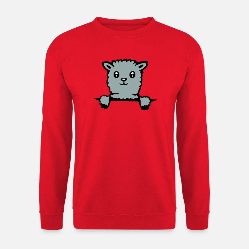Cute llama fluffy alpaca peeking out - Unisex Sweatshirt - red
