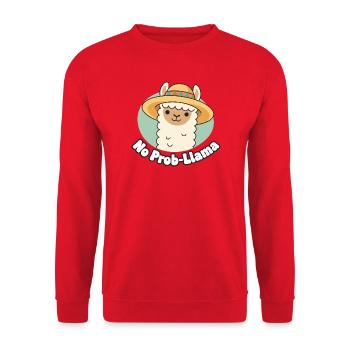 No Prob Llama Sombrero - Unisex Sweatshirt - red - Front - Alina (178cm) & Michal (187cm)