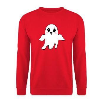 Halloween_T shirt_Gespenst_spooky_cute_1_bunt - Unisex Sweatshirt - red - Front - Alina (178cm) & Michal (187cm)