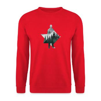Modern Forest Geometric Human Silhouette - Unisex Sweatshirt - red - Front - Alina (178cm) & Michal (187cm)