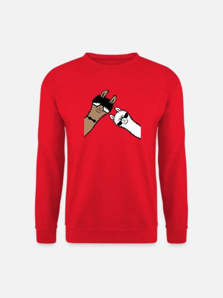 2 Coole Lamas Sonnenbrillen Lustige Nerd Freunde - Unisex Pullover - Rot