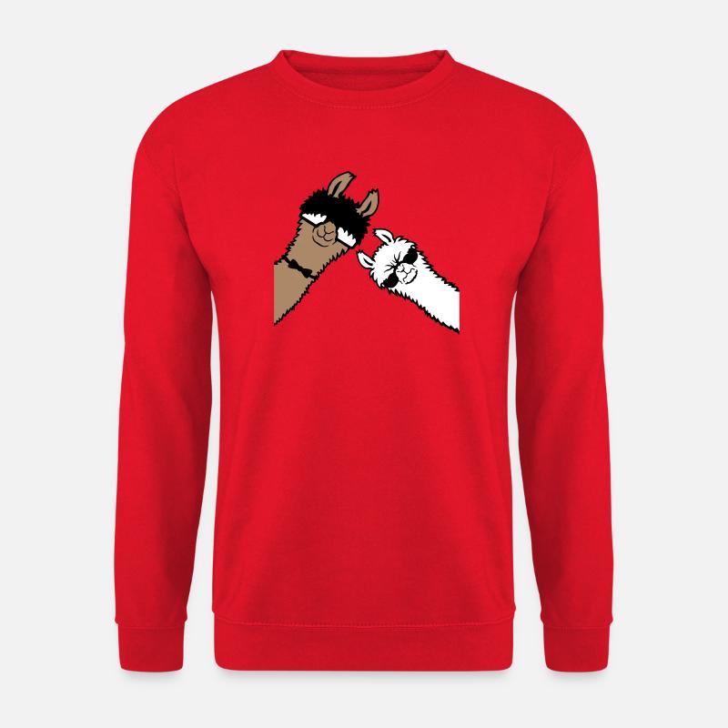 2 Coole Lamas Sonnenbrillen Lustige Nerd Freunde - Unisex Pullover - Rot
