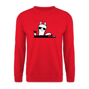 Lama DJ Cool Party Musik Auflegen Sonnenbrille süß - Unisex Pullover - Rot - Vorne - Alina (178cm) & Michal (187cm)
