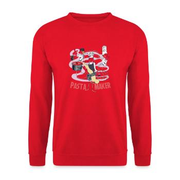 Die Nudelmaschine - Retro Italienischer kulinarischer Feinschmecker - Unisex Pullover - Rot - Vorne - Alina (178cm) & Michal (187cm)