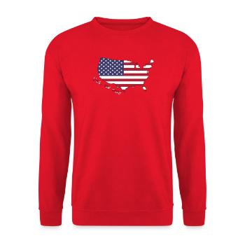 USA Flag Contour Motif - Unisex Sweatshirt - red - Front - Alina (178cm) & Michal (187cm)