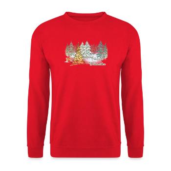 Noël paisible dans la forêt hivernale de l’Avent - Sweat-shirt Unisexe - rouge - Devant - Alina (178cm) & Michal (187cm)