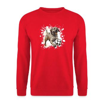 Mastiff Hund Fussball Team - Unisex Pullover - Rot - Vorne - Alina (178cm) & Michal (187cm)
