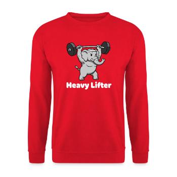 Heavy Lifter Elephant Strength Training - Unisex Sweatshirt - red - Front - Alina (178cm) & Michal (187cm)