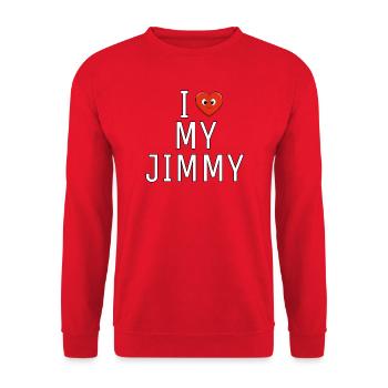 Ich mag Jimmy Funny Name - Unisex Pullover - Rot - Vorne - Alina (178cm) & Michal (187cm)