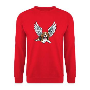 Cute Beagle Angel Cartoon Wings Mourning Dog Hold - Unisex Sweatshirt - red - Front - Alina (178cm) & Michal (187cm)