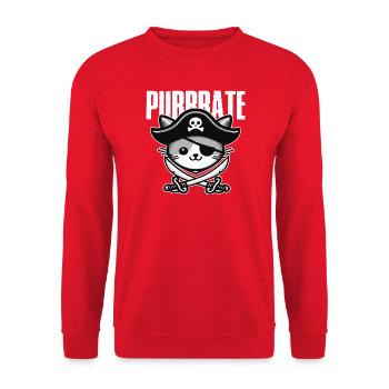 Pirate Cat Tricorn - Unisex Sweatshirt - red - Front - Alina (178cm) & Michal (187cm)