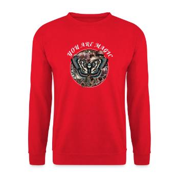 Papillon Floral Magie - Sweat-shirt Unisexe - rouge - Devant - Alina (178cm) & Michal (187cm)