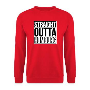 STRAIGHT OUTTA HOMBURG - Unisex Pullover - Rot - Vorne - Alina (178cm) & Michal (187cm)