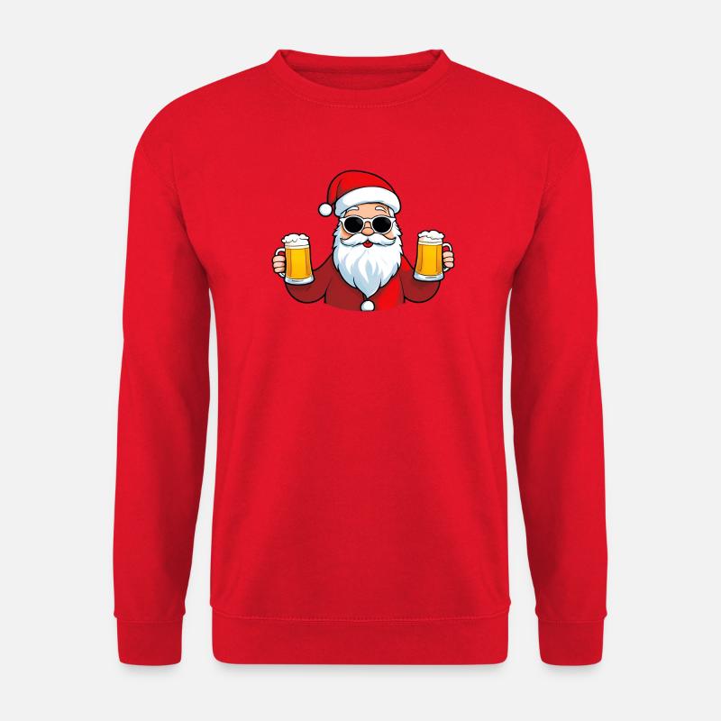 Cooler Weihnachtsmann mit Bier - Unisex Pullover - Rot