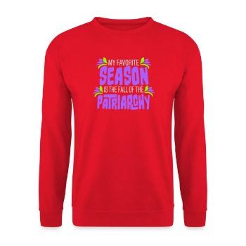 My Favorite Season Is The Fall Of The Patriarchy - Unisex Sweatshirt - red - Front - Alina (178cm) & Michal (187cm)