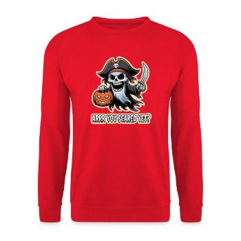 Pirate Boo – Spooky Cute Halloween Ghost sword - Unisex Pullover - Rot - Vorne - Alina (178cm) & Michal (187cm)