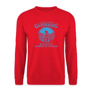 Gartenhumor Mord ist falsch - Unisex Pullover - Rot - Vorne - Alina (178cm) & Michal (187cm)