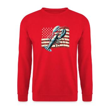 Hummer vor der USFlagge - Unisex Pullover - Rot - Vorne - Alina (178cm) & Michal (187cm)