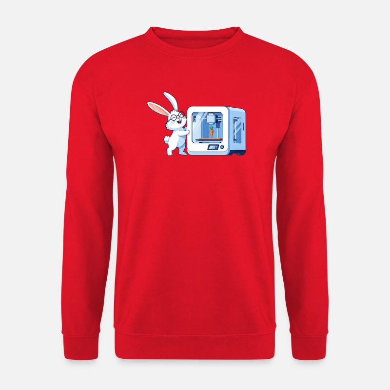 Lustiges Kaninchen Nerd Programmierer 3D Drucker - Unisex Pullover - Rot