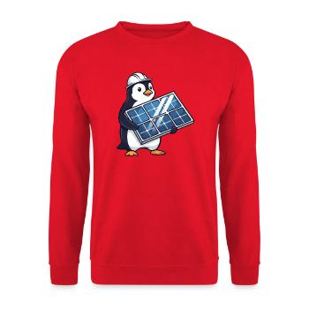 Lustiger Pinguin Installateur Elektriker Solar - Unisex Pullover - Rot - Vorne - Alina (178cm) & Michal (187cm)