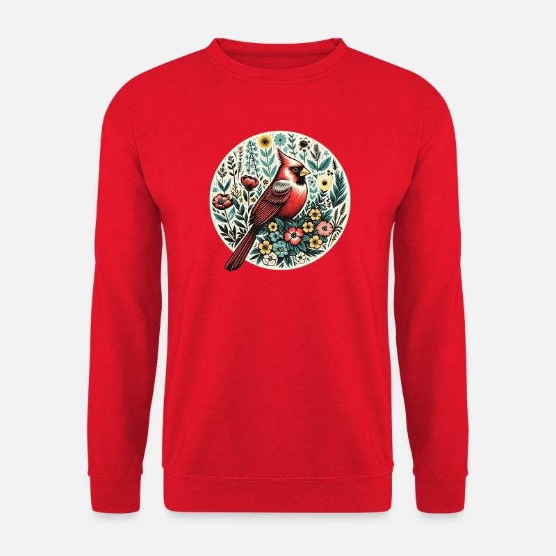 Kardinal im Blumenkreis - Unisex Pullover - Rot