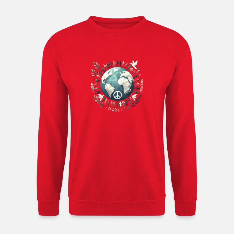 World Peace Globe Circle Doves - Unisex Sweatshirt - red