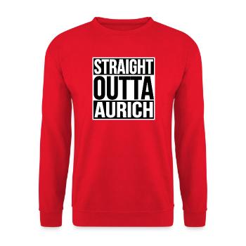 Straight Outta Aurich - Unisex Pullover - Rot - Vorne - Alina (178cm) & Michal (187cm)