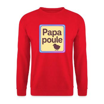 Papa Poule - Vatertag - Unisex Pullover - Rot - Vorne - Alina (178cm) & Michal (187cm)