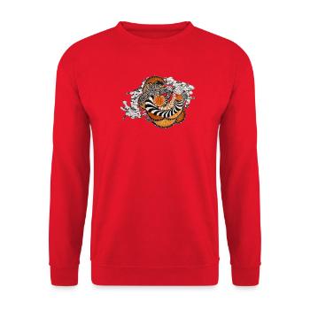 Spirale orange motif noir et blanc - Sweat-shirt Unisexe - rouge - Devant - Alina (178cm) & Michal (187cm)