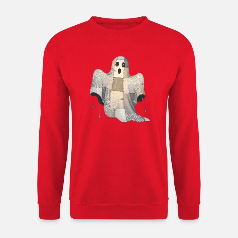 Fantôme patchwork avec toiles d’araignée - Sweat-shirt Unisexe - rouge