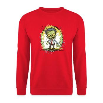 Zombie Comic Splatter - Unisex Pullover - Rot - Vorne - Alina (178cm) & Michal (187cm)