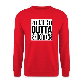 STRAIGHT OUTTA SCHORTENS - Unisex Pullover - Rot - Vorne - Alina (178cm) & Michal (187cm)