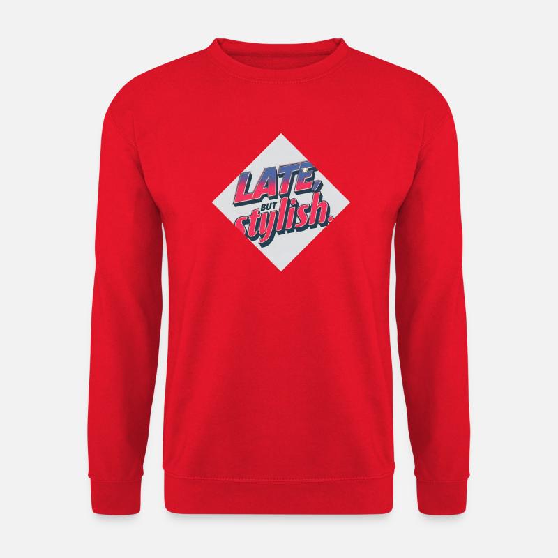 Spät, aber schick – Retro-Stil - Unisex Pullover - Rot