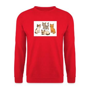Katzen Vierergruppe Cartoon - Unisex Pullover - Rot - Vorne - Alina (178cm) & Michal (187cm)