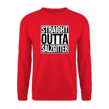 STRAIGHT OUTTA SALZGITTER - Unisex Pullover - Rot - Vorne - Alina (178cm) & Michal (187cm)