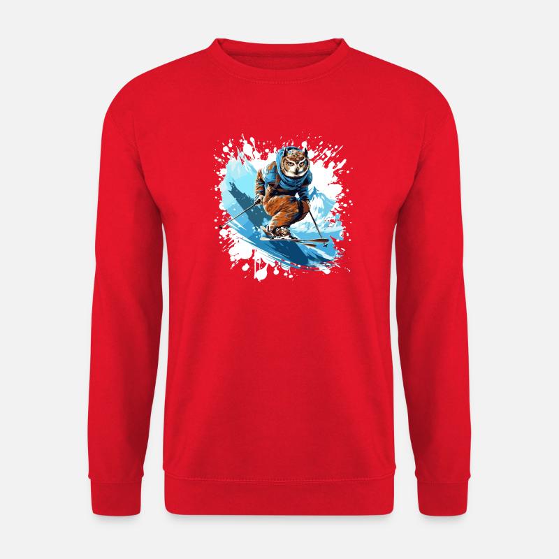 Eule Ski Skifahren - Unisex Pullover - Rot