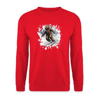 Bear Ski Skiing - Unisex Sweatshirt - red - Front - Alina (178cm) & Michal (187cm)