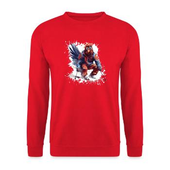Hahn Ski Skifahren - Unisex Pullover - Rot - Vorne - Alina (178cm) & Michal (187cm)