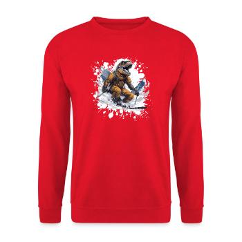 Dinosaurier T Rex Ski Skifahren - Unisex Pullover - Rot - Vorne - Alina (178cm) & Michal (187cm)